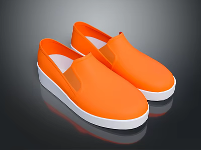 Vibrant Orange Slip On Shoes With White Sole And Simple Casual Design 3d model