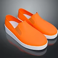 Vibrant Orange Slip On Shoes With White Sole And Simple Casual Design 3d model
