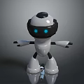 Black And White Robot Character With Blue Eyes White Body And Reflective Base