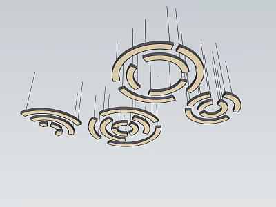 Modern Circular Chandelier Design With Multiple Hanging Rings And Suspended Structure 3d model