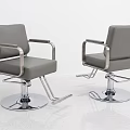 Sleek Modern Grey Upholstered Office Chairs With Polished Chrome Armrests And Sturdy Hydraulic Swivel Base