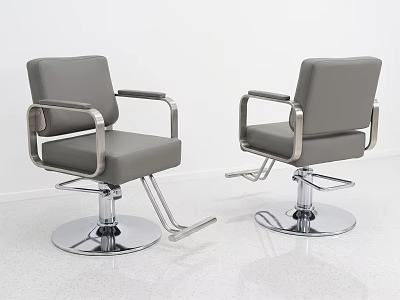 Sleek Modern Grey Upholstered Office Chairs With Polished Chrome Armrests And Sturdy Hydraulic Swivel Base 3d model