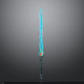 Blue Glowing Sword 3D Model With Decorative Hilt And Red Accents