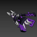 Game and Movie Character with Rabbit Ears White Body Black Armor Purple Spikes and Dots