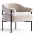 Modern Brown Velvet Single Sofa With Sleek Black Metal Legs Design