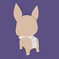 Cute Cartoon Animal With Big Ears Large Eyes Light Brown White Fur Purple Background Illustration