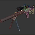 Modern Tactical Sniper Rifle With Long Barrel High Power Scope And Tripod Stand