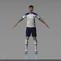 Male Figure In England Football Jersey With White Shirt Blue Shorts White Socks And Blue Shoes
