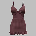 Dark Brown Spaghetti Strap Dress With Bow Detail And Ruffled Hem