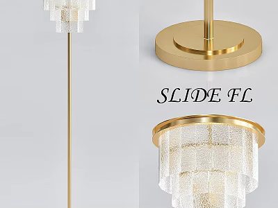 Modern Floor Lamp With Brass Base And Transparent Layered Lampshade For Home Decor 3d model