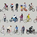 People Riding Bicycles of Various Types And Styles Enjoying Casual Outdoor Activities 3d model