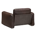 Brown Leather Single Sofa With Modern Design Wide Armrest And Stitched Details