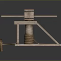 Industrial Equipment With Wooden Construction Cross Beams Rope System And Manual Operation