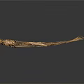 Artistic Golden Fish Skeleton Display On Dark Background With Reflection