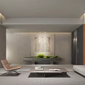 Modern Minimalist Service Hall Interior With Sofa Chair And Decor