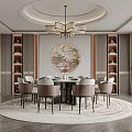 Elegant Chinese Style Restaurant Interior With Round Dining Table And Chandelier