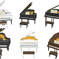 Various Color And Style Grand Pianos Musical Instruments With Stools Collection