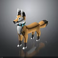 3D Cartoon Fox Character With Orange Fur White Tipped Ears Blue Eyes And Turquoise Scarf