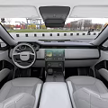 Modern Car Interior Cockpit with Steering Wheel Dashboard Center Console and Leather Seats