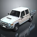 White Double Cab Pickup Truck With Cargo Bed And Roof Rack Design