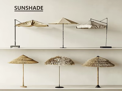 Various Sunshade Designs Displayed for Outdoor Use 3d model