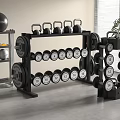 Home Gym Setup With Kettlebells Dumbbells Weight Plates Medicine Ball And Racks