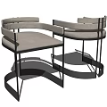 Modern Bar Stools With Metal Frame And Upholstered Curved Seats