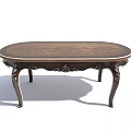 Vintage Wooden Desk With Oval Top And Ornate Carved Legs Design