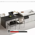 Sleek Modern Bar Counter With Black Top White Cabinets And Dining Chairs