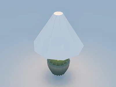 Modern Table Lamp with White Conical Lampshade and Green Textured Base Design 3d model