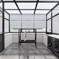 Modern Dining and Living Room Space With Sofa Dining Table Plants and Large Windows Design