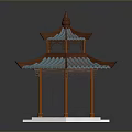 Chinese Traditional Pavilion With Multi Tiered Blue Roof Red Brown Eaves And White Hexagonal Base