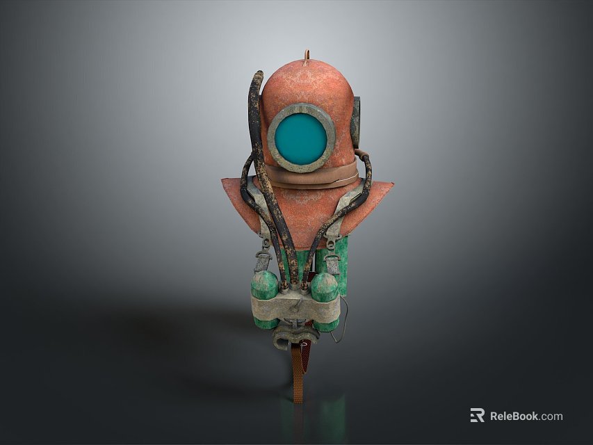 Vintage Weapon Design With Orange Body Round Blue Window Metal Parts And Green Accents 3d model 