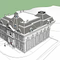 Classical European Architecture With Towered Roof Stone Facade And Arched Windows