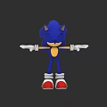 Sonic the Hedgehog Blue Character With Yellow Belly Red Shoes And White Gloves Arms Outstretched