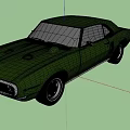 Classic Green Two Door Muscle Car With Sleek Body And Chrome Accents