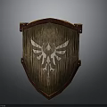 Classic Wooden Shield With Red Border And White Winged Arrow Design