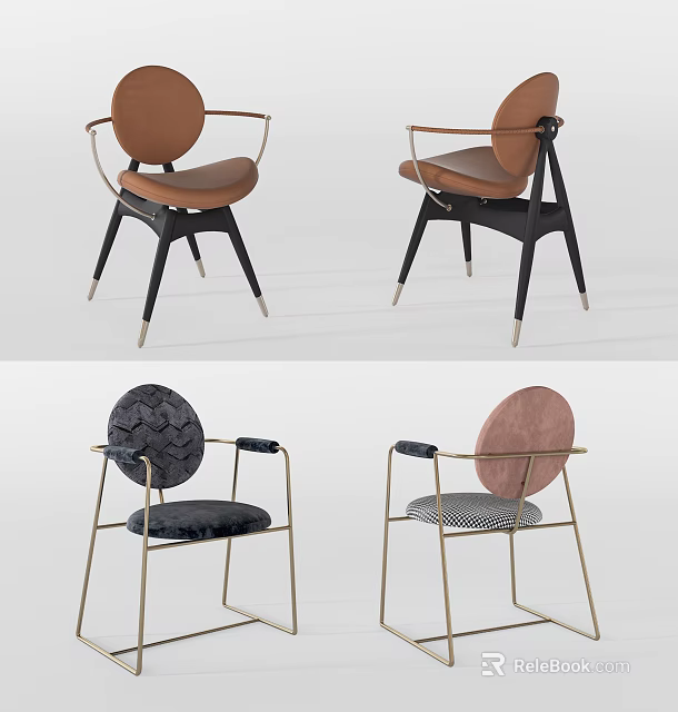 Modern Leisure Chairs with Multiple Colors Leather Fabric Upholstery and Metal Wooden Frame 3d model 