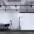 Modern Public Office Interior Design With Workstations Desk Chairs Bookshelf And Lighting