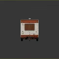 Red And Silver Vintage Caravan Car With Weathered Body Windows And Tow Hitch