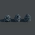 Three Snow Covered Trees Standing On Gray Background With Shadows 3d model