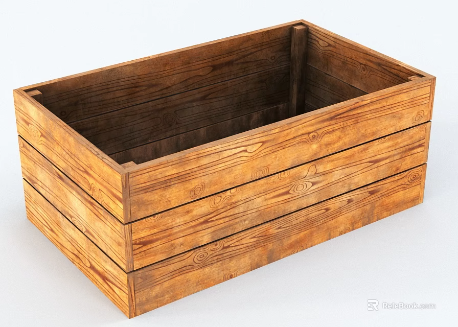 Rustic Wooden Storage Cabinet With Open Design And Natural Wood Grain 3d model 
