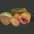 Assorted Breads with Crusty Loaves Croissants and Pretzels on Wooden Platter