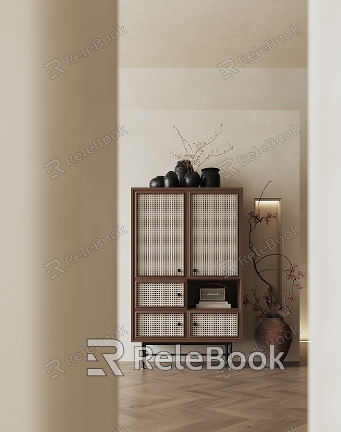 Decorative Cabinet Decorative Cabinet Ornaments Plant Books model