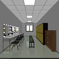 Spacious Vanity Room With Mirror Vanity Tables Black Chairs Yellow Lockers Bench And Wooden Chest