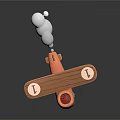 Adorable Toy Biplane With Orange Body Wooden Wings Number 1 And White Smoke Trail