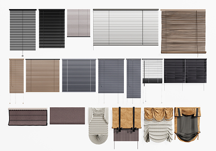 Modern venetian blinds venetian blinds combination sunshade Roman blinds bamboo blinds 3d model