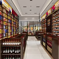 Tobacco and Liquor Store Interior With Shelves Displaying Various Wines and Tobacco Products