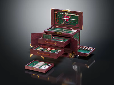 Multi Layered Medical Instrument Storage Case With Organized Drawers And Compartments 3d model
