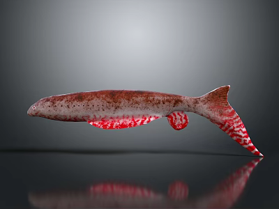Graceful Red Spotted Fish Swimming On Dark Background With Clear Reflection 3d model